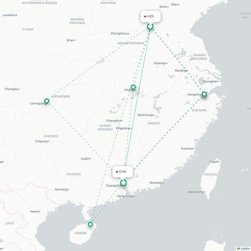Mapa lotu bezpośredniego Heze – Kanton