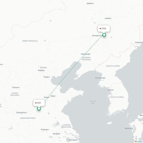 Mapa lotu bezpośredniego Heze – Changchun