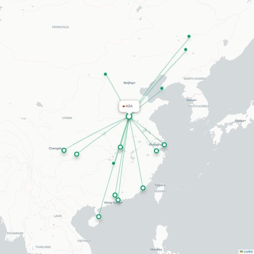 Route map Heze  HZA airport