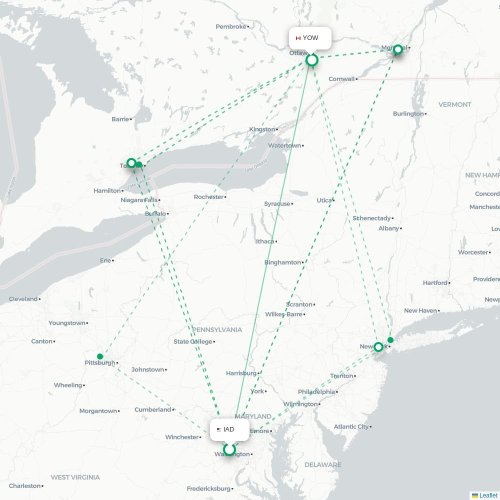 Washington DC - Ottawa carte du vol direct