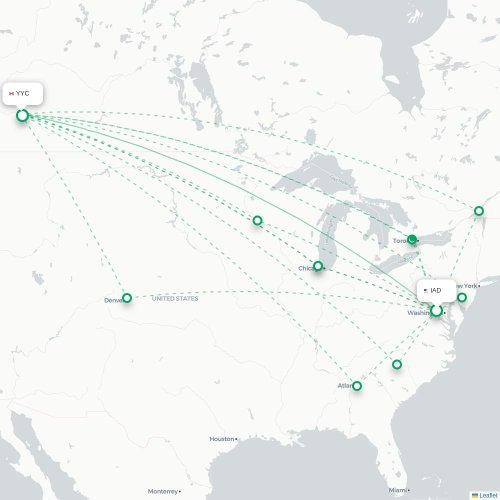 Washington DC - Calgary carte du vol direct