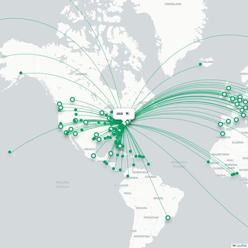IAD routes and destination map