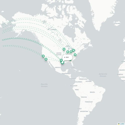 Houston - Tokio direct flight map