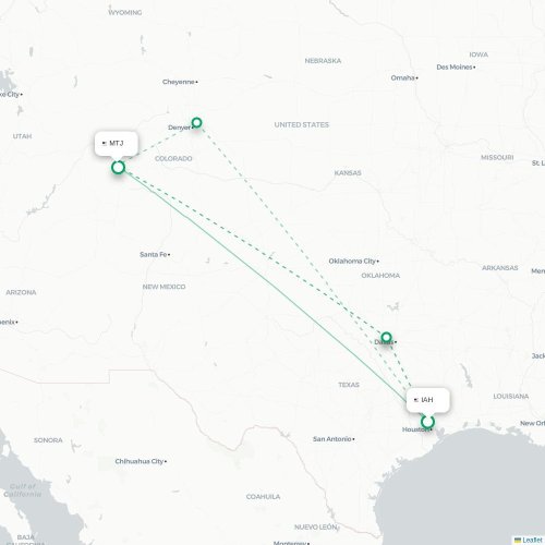 Mapa lotu bezpośredniego Houston – Montrose