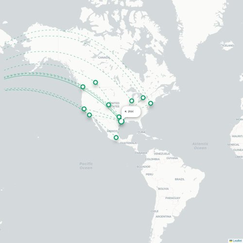 Houston - Tokio direct flight map