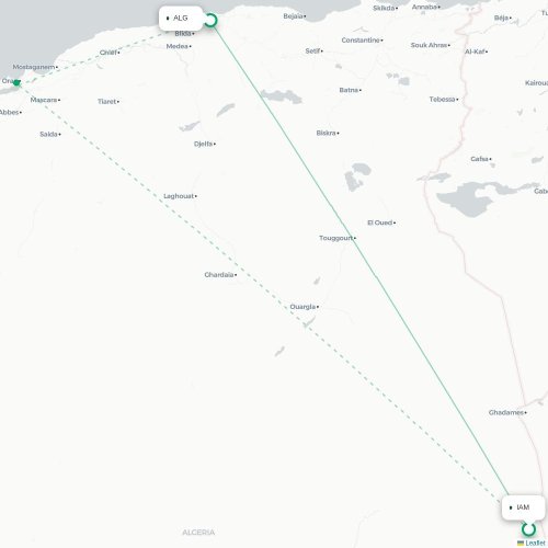 In Amenas - Algiers kaart van rechtstreekse vlucht