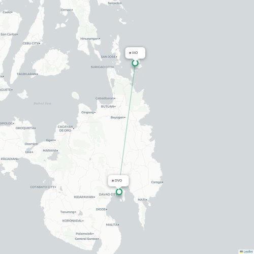 Mapa lotu bezpośredniego Del Carmen – Davao
