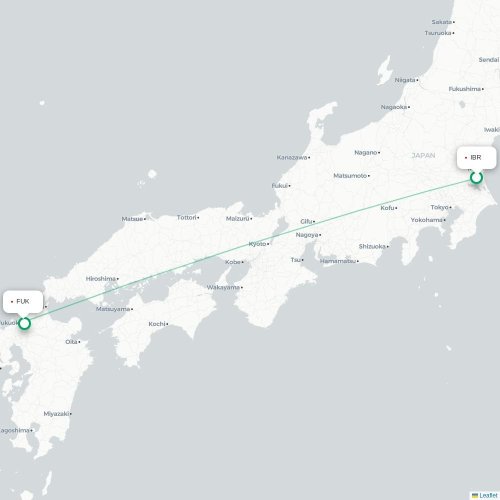 Mapa de vuelo directo Omitama - Fukuoka
