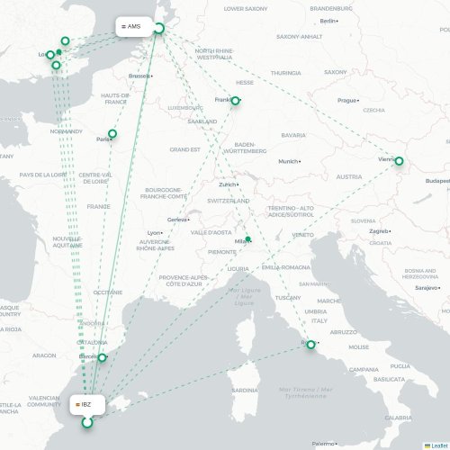 Ibiza-stad - Amsterdam kaart van rechtstreekse vlucht