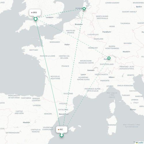 Ibiza - Bristol carte du vol direct