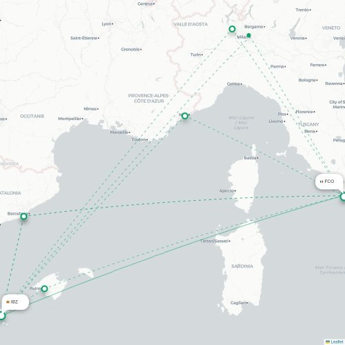 Ibiza - Rome carte du vol direct
