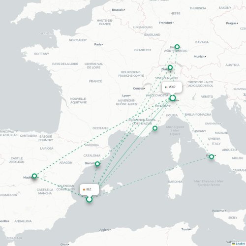 Ibiza - Milan carte du vol direct