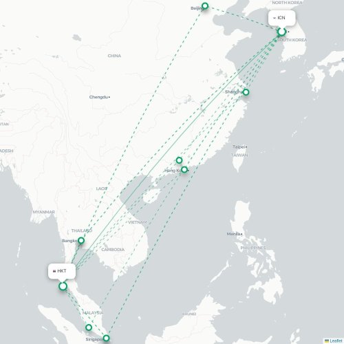 Mapa lotu bezpośredniego Inczhon – Phuket
