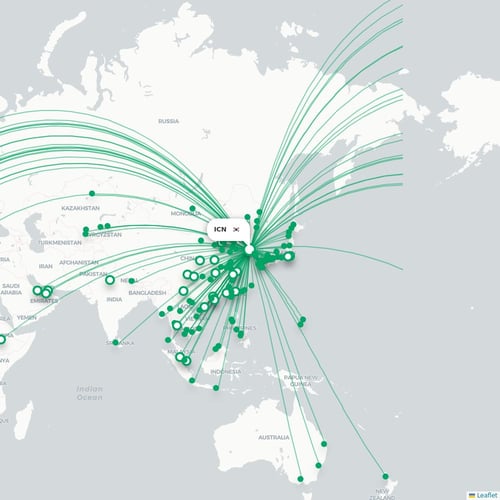 ICN routes and destination map