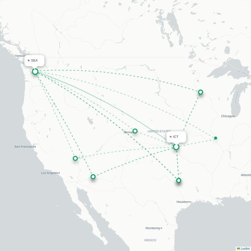 Wichita - Seattle kort over direkte fly