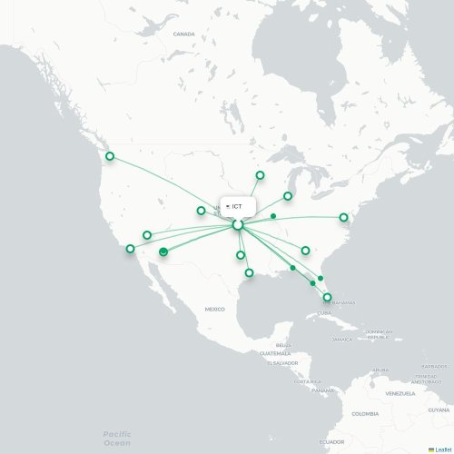 Route map Wichita  ICT airport