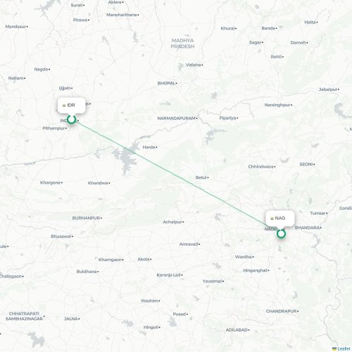 Indore - Nagpur carte du vol direct