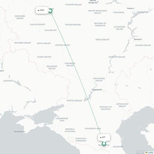 Mapa de vuelo directo Magas - Moscú