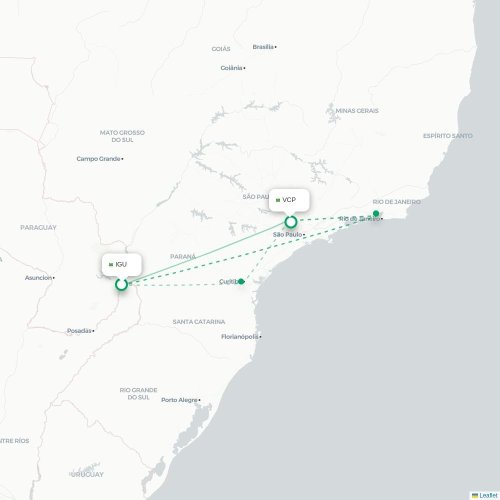 Mapa lotu bezpośredniego Foz do Iguaçu – São Paulo