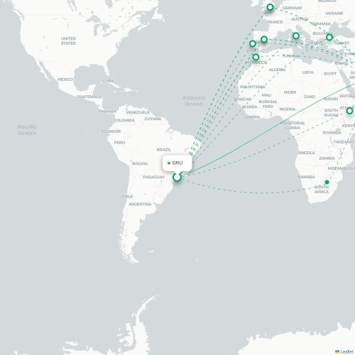 Mapa de vuelo directo Teherán - Doha