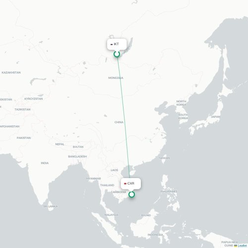 Mapa lotu bezpośredniego Irkuck – Nha Trang