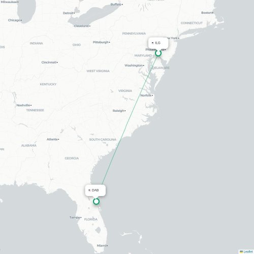 Mapa lotu bezpośredniego Wilmington – Daytona Beach