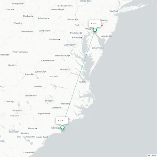 Mapa lotu bezpośredniego Wilmington – Wilmington