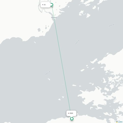 Mapa lotu bezpośredniego Iliamna – Kokhanok