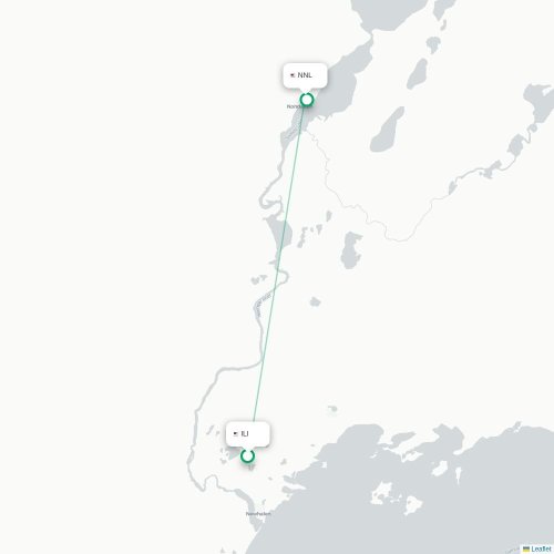 Mapa lotu bezpośredniego Iliamna – Nondalton