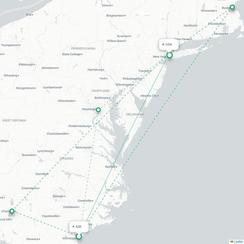 Mapa de vuelo directo Wilmington - Nueva York