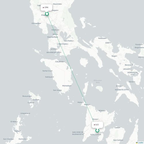 Mapa lotu bezpośredniego Iloilo City – Angeles City