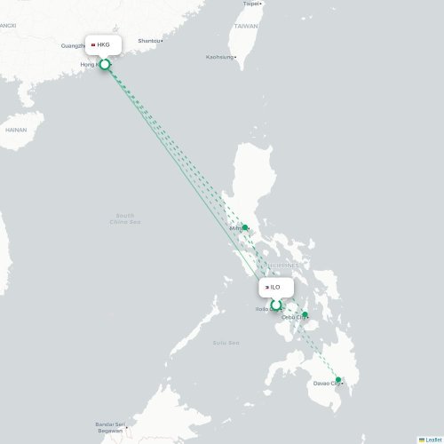 Iloilo City - Hongkong kort over direkte fly