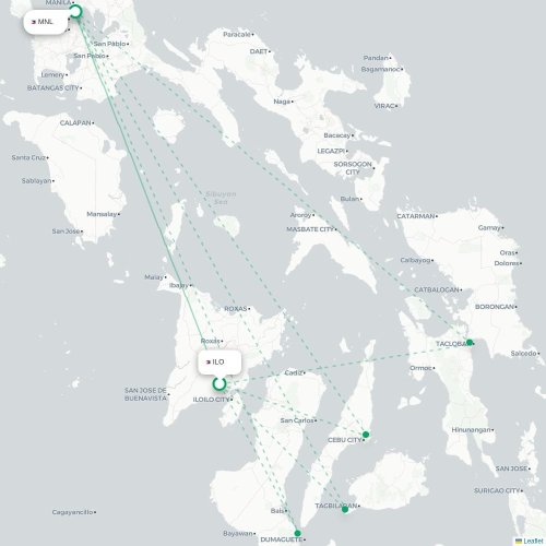 Mapa lotu bezpośredniego Iloilo City – Manila