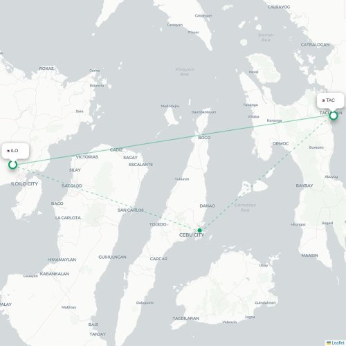 Mapa de vuelo directo Iloilo City - Tacloban City