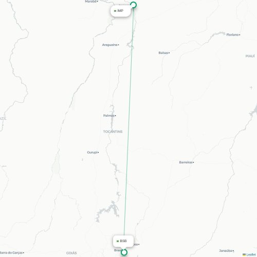 Mapa lotu bezpośredniego Imperatriz – Brasília