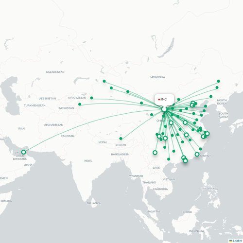 INC routes and destination map
