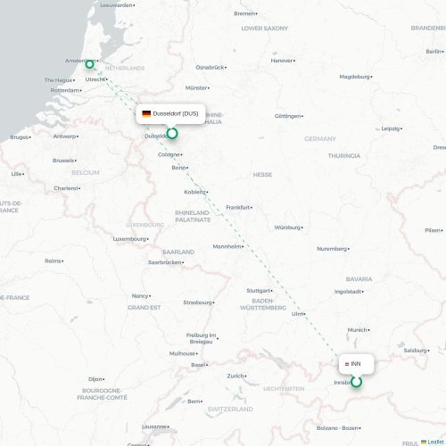 Mapa lotu bezpośredniego Innsbruck – Düsseldorf