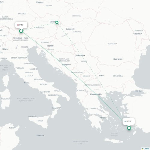Innsbruck - Kos karta över direktflyg