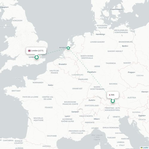 Innsbruck - London karta över direktflyg