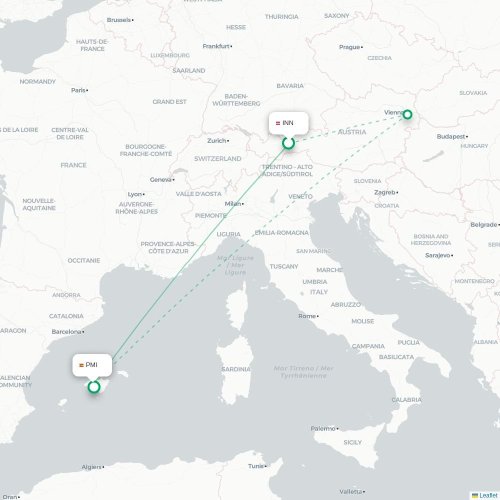 Innsbruck - Palma De Mallorca karta över direktflyg