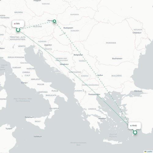 Innsbruck - Rhodos karta över direktflyg