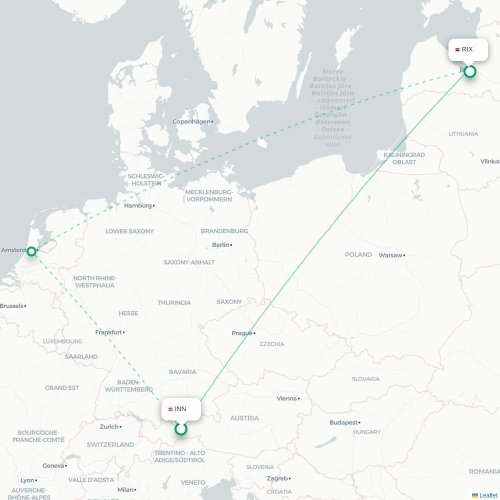 Innsbruck - Riga karta över direktflyg