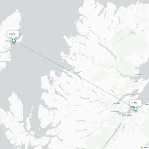 Mapa de vuelo directo Inverness - Stornoway