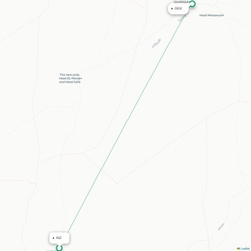 Mapa lotu bezpośredniego In Salah – Warkala
