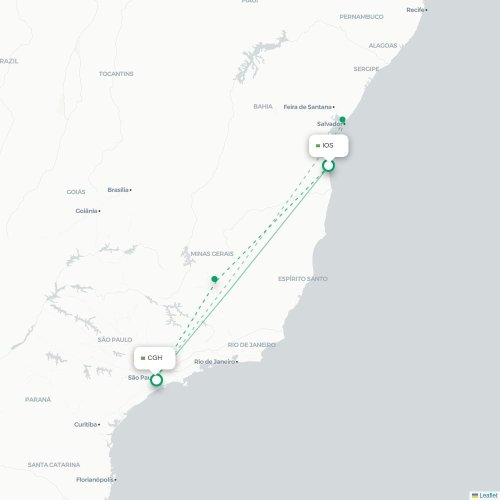 Mapa lotu bezpośredniego Ilhéus – São Paulo