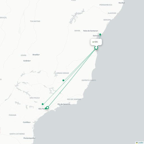 Mapa lotu bezpośredniego Ilhéus – São Paulo