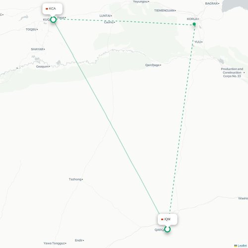 Mapa lotu bezpośredniego Qiemo – Aksu