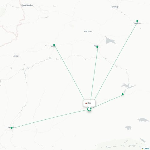 Mapa lotu bezpośredniego Qiemo – Bayingolin