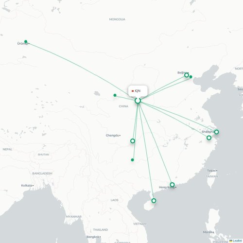 Mapa lotu bezpośredniego Qingyang – Jiuquan
