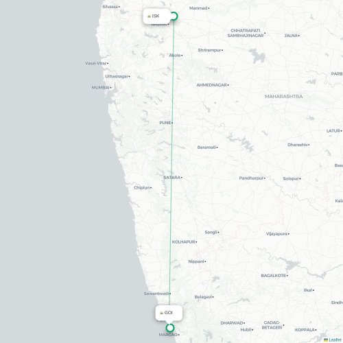 Mapa de vuelo directo Nashik - Vasco da Gama